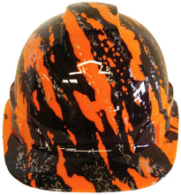Load image into Gallery viewer, Hydro Dipped Hard Hat Ridgeline Cap Style Custom HiVis Orange Marble Splash
