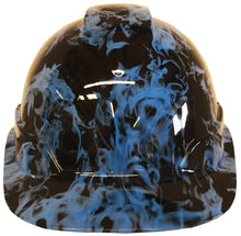 Load image into Gallery viewer, Hydro Dipped Hard Hat Ridgeline Cap Style Custom Light Blue Flames