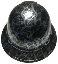Load image into Gallery viewer, Hydro Dipped Custom Hard Hat Ridgeline Full Brim Black Negative Insanity Skulls
