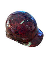 Load image into Gallery viewer, Hydro Dipped Ridgeline Hard Hat Custom Red No Evil Skeletons Kandy Red Lightning