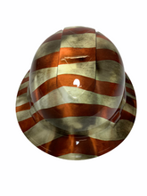 Load image into Gallery viewer, Custom Hydro Dipped Hard Hat Ridgeline Full Brim Patriotic Stripes