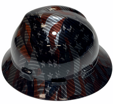 Load image into Gallery viewer, Hydro Dipped Carbon Fiber American Flags High Gloss MSA V-Gard Full Brim