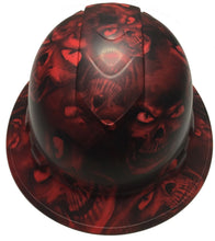 Load image into Gallery viewer, Hydro Dipped Hard Hat Ridgeline Full Brim Custom Red Hades Skulls