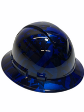 Load image into Gallery viewer, Hydro Dipped Hard Hat Ridgeline Full Brim Custom Diamond Blue American Flags