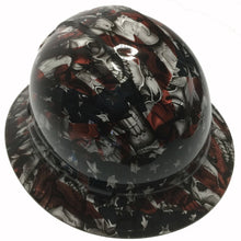 Load image into Gallery viewer, Hydro Dipped Custom Hard Hat Ridgeline Full Brim American Flag Insanity Skulls