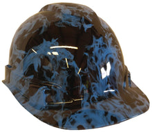 Load image into Gallery viewer, Hydro Dipped Hard Hat Ridgeline Cap Style Custom Light Blue Flames