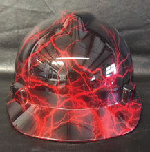 Load image into Gallery viewer, Hydro Dipped Hard Hat MSA Cap Style Red Lightning