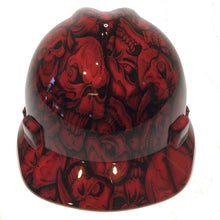 Load image into Gallery viewer, Hydro Dipped MSA Cap Style VGuard Hard Hat Red Insanity Skulls
