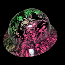 Load image into Gallery viewer, Hydro Dipped Hard Hat Ridgeline Full Brim Custom Pink & Green Double Graffiti
