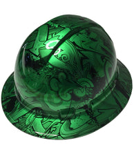 Load image into Gallery viewer, Hard Hat Ridgeline Hydro Dipped Full Brim Custom Green Kandy Graffiti