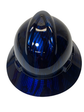 Load image into Gallery viewer, Custom Hard Hat Blue Kandy Carbon Fiber Flags Hydro Dipped Full Brim MSA
