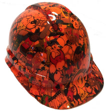 Load image into Gallery viewer, Hydro Dipped Hard Hat Ridgeline Cap Style Custom HiVis Orange Sticker Bomb
