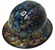 Load image into Gallery viewer, Hydro Dipped Hard Hat Ridgeline Full Brim Custom Oil Slick Insanity Skulls