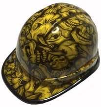 Load image into Gallery viewer, Hydro Dipped Hard Hat Ridgeline Cap Style Custom Yellow Insanity Skulls