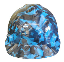 Load image into Gallery viewer, Hydro Dipped Hard Hat MSA Cap Style Blue Midnight Flags