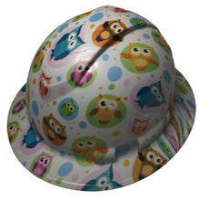 Load image into Gallery viewer, Hydro Dipped Hard Hat Ridgeline Full Brim Custom Light Gray Cute Owls