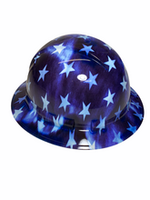 Load image into Gallery viewer, Custom Hydro Dipped Hard Hat Ridgeline Full Brim Blue and White Stars