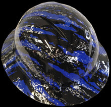 Load image into Gallery viewer, Hydro Dipped Hard Hat Full Brim High Gloss Blue Marble Splash 6 Point Harness