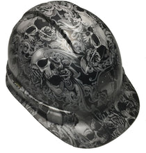 Load image into Gallery viewer, Hard Hat Ridgeline Cap Style Custom Light Gray Filigree Skulls