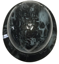 Load image into Gallery viewer, Hydro Dipped Hard Hat Ridgeline Full Brim Custom Slate Gray Flaming Skulls