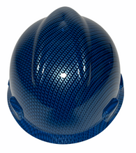 Load image into Gallery viewer, Hydro Dipped Hard Hat MSA V-Gard Cap Style Teal Blue Carbon Fiber High Gloss