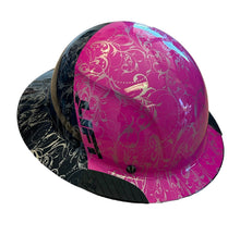 Load image into Gallery viewer, Black and Pink Lilies Lift DAX Fifty 50 Carbon Fiber Full Brim Hard Hat