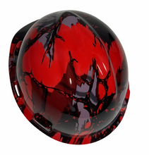 Load image into Gallery viewer, Hydro Dipped MSA Cap Style VGuard Hard Hat Red Predator Camo High Gloss