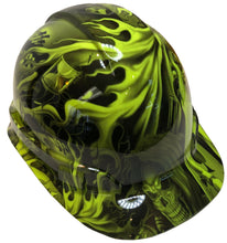 Load image into Gallery viewer, Custom Hydro Dipped Hard Hat Ridgeline Cap Style Hi Vis Green Ace Of Skulls
