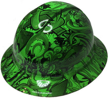 Load image into Gallery viewer, Hydro Dipped Custom Hard Hat Ridgeline Full Brim Custom Alien Green Graffiti