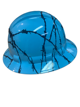 Load image into Gallery viewer, Hydro Dipped Hard Hat Ridgeline Full Brim Custom Teal Barbed Wire