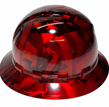 Load image into Gallery viewer, Hydro Dipped Hard Hat Ridgeline Full Brim Red Kandy American Flags