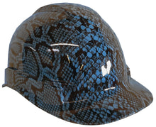 Load image into Gallery viewer, Hydro Dipped Hard Hat Ridgeline Cap Style Custom Light Blue Snake Skin
