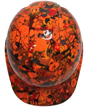 Load image into Gallery viewer, Hydro Dipped Hard Hat Ridgeline Cap Style Custom HiVis Orange Sticker Bomb