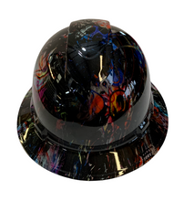 Load image into Gallery viewer, Hydro Dipped Hard Hat Ridgeline Full Brim Custom Colored Graffiti Flaming Skulls