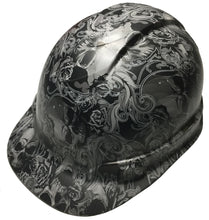 Load image into Gallery viewer, Hard Hat Ridgeline Cap Style Custom Light Gray Filigree Skulls