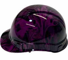 Load image into Gallery viewer, Custom Hydro Dipped Hard Hat Ridgeline Cap Style Purple Ace Of Skulls