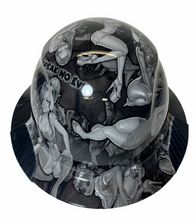 Load image into Gallery viewer, Black and White Naughty No Evil Lift DAX Fifty 50 Carbon Fiber Full Brim Hard Hat