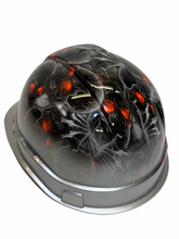 Load image into Gallery viewer, Hard Hat Ridgeline Cap Style Custom Silver Metallic Creeper Red Eye With Silver Metallic Brim