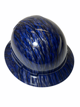 Load image into Gallery viewer, Hydro Dipped Hard Hat Ridgeline Full Brim Custom Blue and Silver Flames