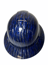 Load image into Gallery viewer, Hydro Dipped Hard Hat Ridgeline Full Brim Custom Blue and Silver Flames