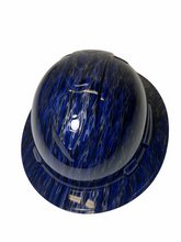 Load image into Gallery viewer, Hydro Dipped Hard Hat Ridgeline Full Brim Custom Blue and Silver Flames