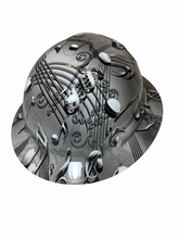 Load image into Gallery viewer, Hydro Dipped Hard Hat Ridgeline Full Brim Custom White Music Symbols