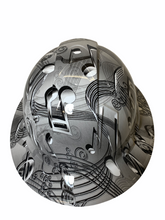 Load image into Gallery viewer, Hydro Dipped Hard Hat Ridgeline Full Brim Custom White Music Symbols