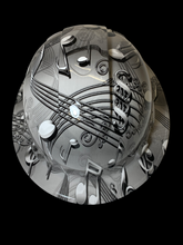 Load image into Gallery viewer, Hydro Dipped Hard Hat Ridgeline Full Brim Custom White Music Symbols