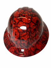 Load image into Gallery viewer, Hydro Dip Red Insanity Skulls SL Series Full Brim Hard Hat