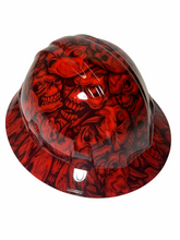 Load image into Gallery viewer, Hydro Dip Red Insanity Skulls SL Series Full Brim Hard Hat