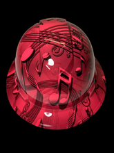 Load image into Gallery viewer, Hydro Dipped Hard Hat Ridgeline Full Brim Custom Pink Music Symbols