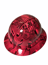 Load image into Gallery viewer, Hydro Dipped Hard Hat Ridgeline Full Brim Custom Pink Music Symbols