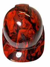 Load image into Gallery viewer, Custom Hydro Dip Hard Hat Ridgeline Cap Style Custom Red Naughty No Evil