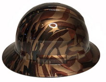 Load image into Gallery viewer, Custom Hydro Dipped Hard Hat Ridgeline Full Brim Hydro Dipped Copper Metallic American Flags